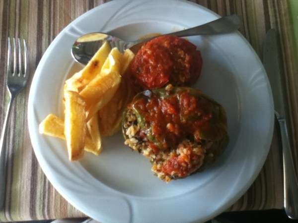 Gemista - a stuffed pepper and tomato dish in Greece