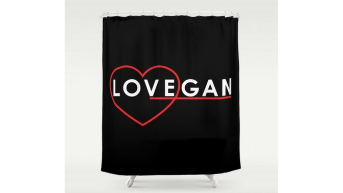 LoVegan shower curtain - Sam Turnbull from itdoesnttastelikechicken.com