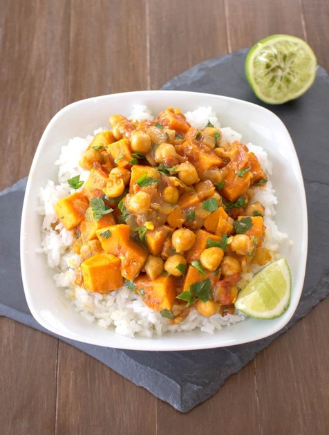 Coconut Curried Sweet Potato & Chickpea Stew by One Ingredient Chef