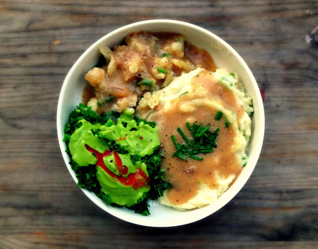 Vegan Chicken w/Mashed Potatoes & Gravy by Baking Backwards