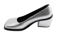 JiiJ Vegan apple leather eros silver chunky heels