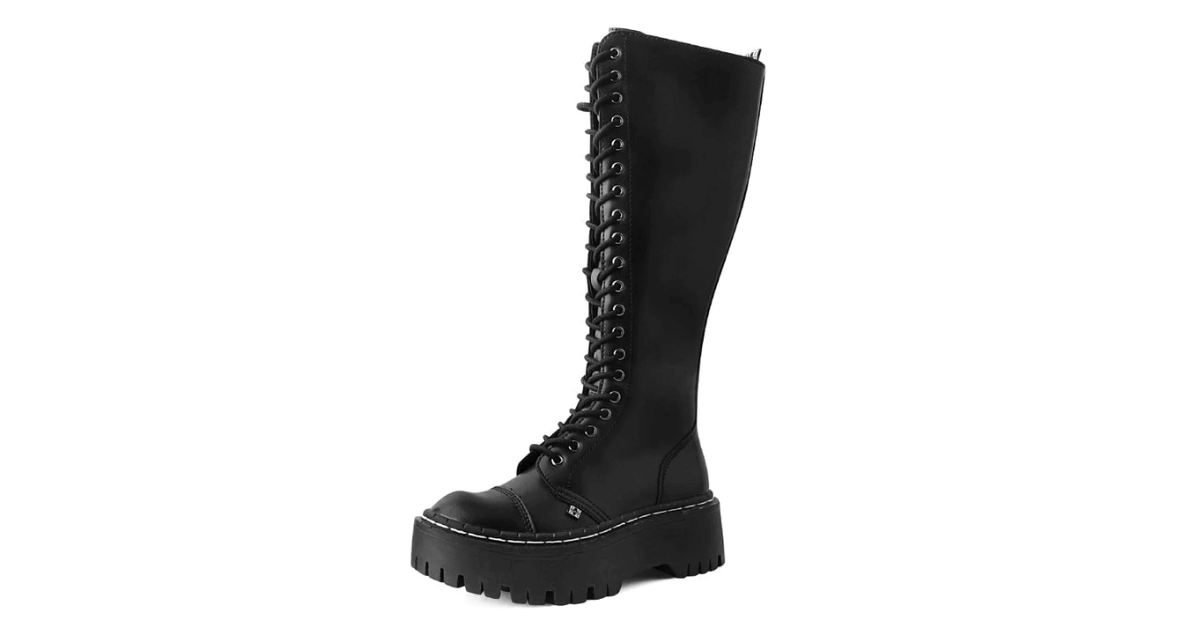 T.U.K. Footwear - Black Knee Boot Dr. Marten Style